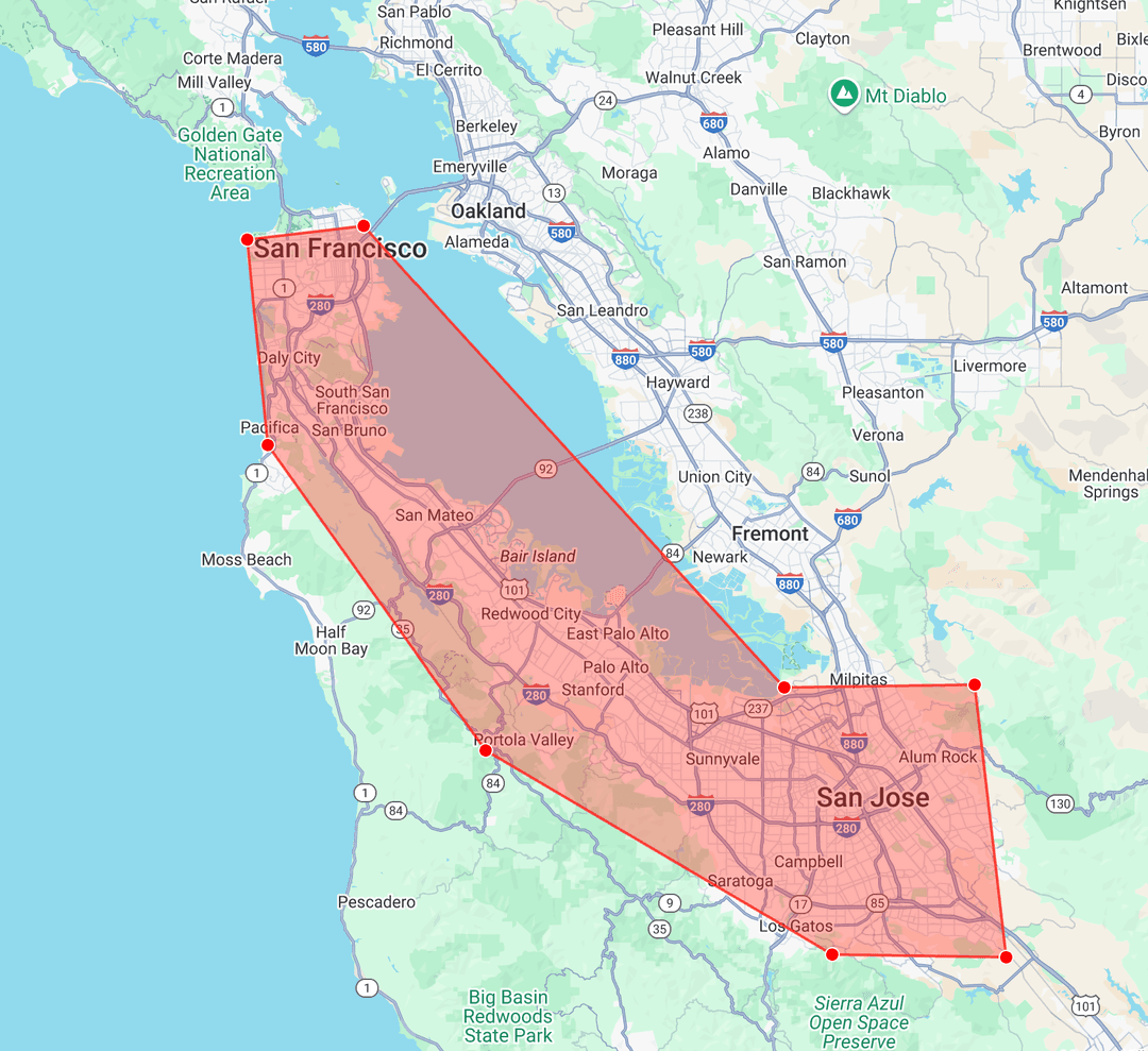 Bay Cities Driving School Service Area Map
